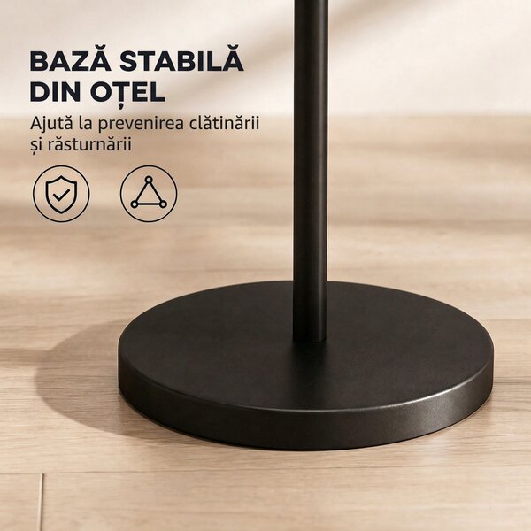 HOMCOM Lampă de Podea 40W, 3 Becuri LED E27, Telecomandă Magnetică, Dimabilă, 3 Temperaturii de Culoare, Negru | Aosom Romania