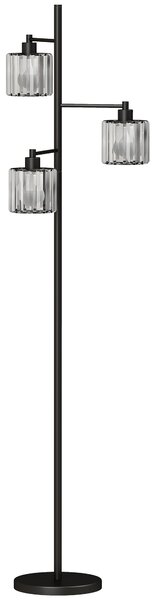 HOMCOM Lampă de Podea 40W, 3 Becuri LED E27, Telecomandă Magnetică, Dimabilă, 3 Temperaturii de Culoare, Negru | Aosom Romania