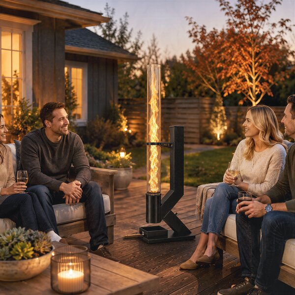 Outsunny Sobă pe peleți pentru exterior 13 kW cu tub, negru | Aosom Romania
