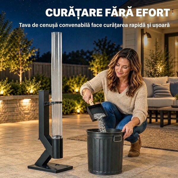 Outsunny Sobă pe peleți pentru exterior 13 kW cu tub, negru | Aosom Romania