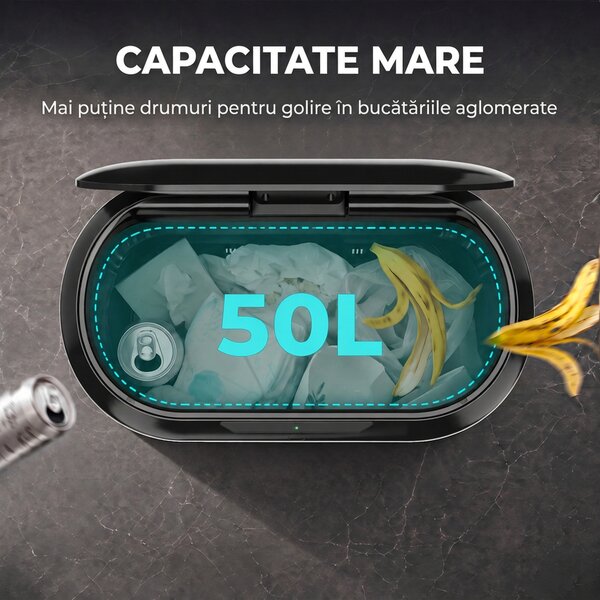 HOMCOM Coș de gunoi automat cu senzor cu infraroșu, 50 l, din oțel inoxidabil anti-amprentă, cu închidere amortizată, argintiu | Aosom Romania
