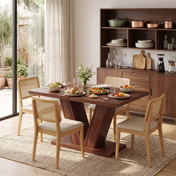 HOMCOM Masă de Dining Dreptunghiulară pentru 4 Persoane 120x80 cm Nuc | Aosom Romania