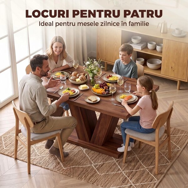 HOMCOM Masă de Dining Dreptunghiulară pentru 4 Persoane 120x80 cm Nuc | Aosom Romania