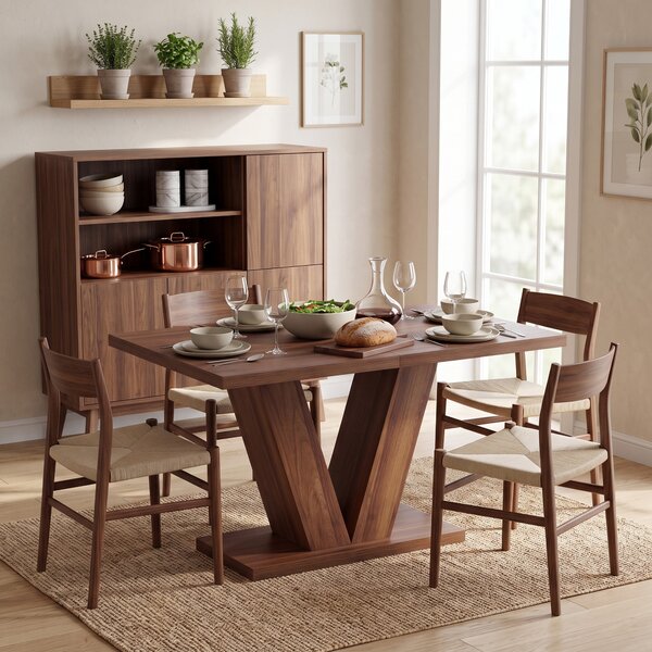 HOMCOM Masă de Dining Dreptunghiulară pentru 4 Persoane 120x80 cm Nuc | Aosom Romania