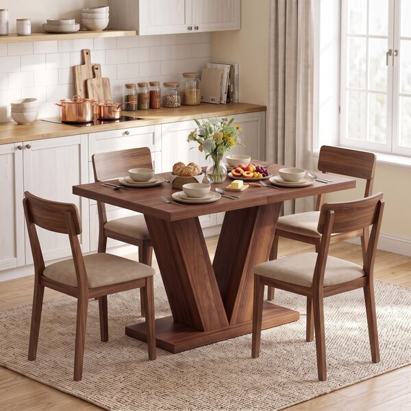 HOMCOM Masă de Dining Dreptunghiulară pentru 4 Persoane 120x80 cm Nuc | Aosom Romania