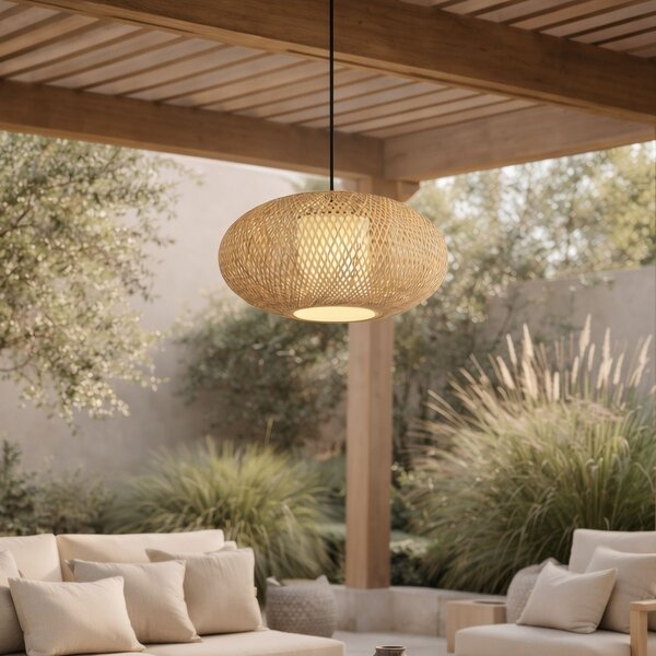 Lampa suspendată Japandi din bambus 50cm IP44 - Moana