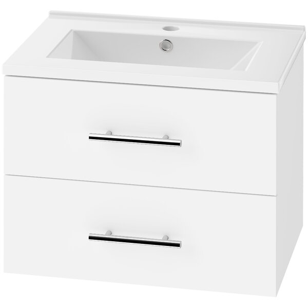 HOMCOM Dulap cu Lavoar pentru Baie, Alb, cu 2 Sertare | Aosom Romania