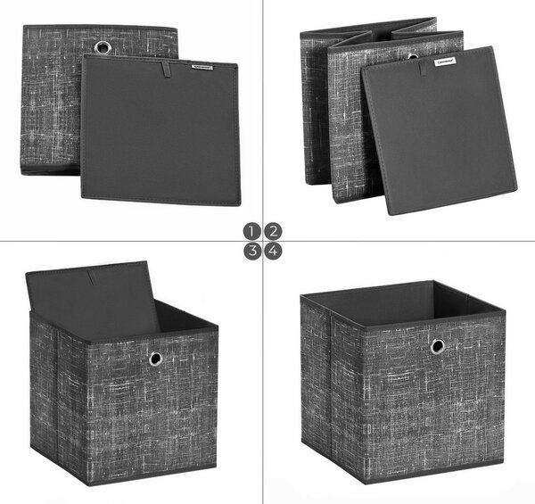 Set 6 cutii de depozitare Songmics Negru 30x30x30 cm