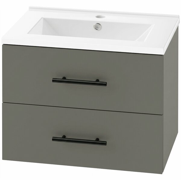 HOMCOM Dulap pentru Baie cu Lavoar din Ceramică, 2 Sertare, 61 x 40 x 48 cm, Verde | Aosom Romania