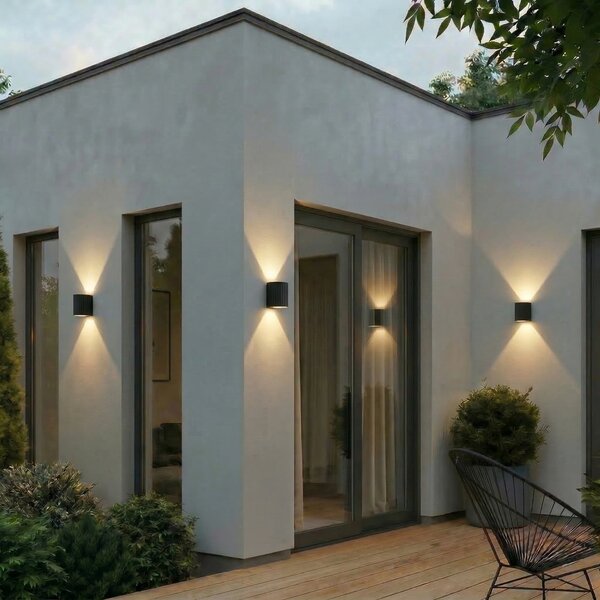Lămpi de exterior Lindby, Ralino, Negru, Terasă, Aluminiu, Modern