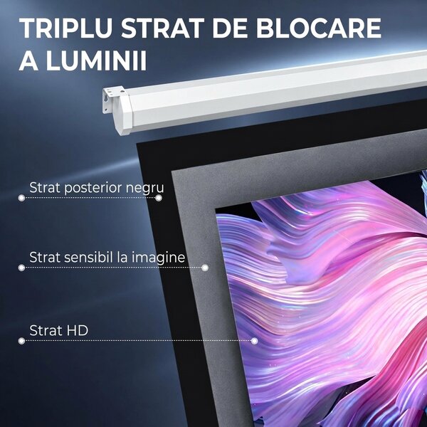HOMCOM Ecran de Proiecție 84", Format 16:9, Montare pe Perete și Tavan, pentru Casă și Birou, Alb | Aosom Romania