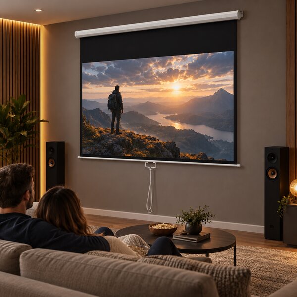 HOMCOM Ecran de Proiecție 84", Format 16:9, Montare pe Perete și Tavan, pentru Casă și Birou, Alb | Aosom Romania