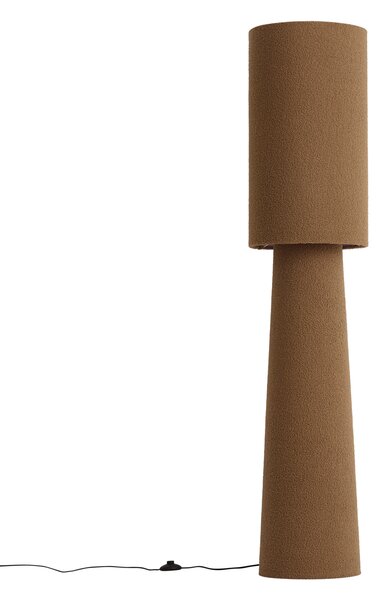Lampă de podea Japandi maro din material teddy cu 2 lumini - Trompet