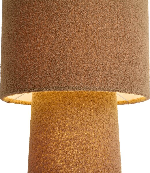 Lampă de podea Japandi maro din material teddy cu 2 lumini - Trompet