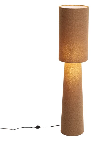 Lampă de podea Japandi maro din material teddy cu 2 lumini - Trompet