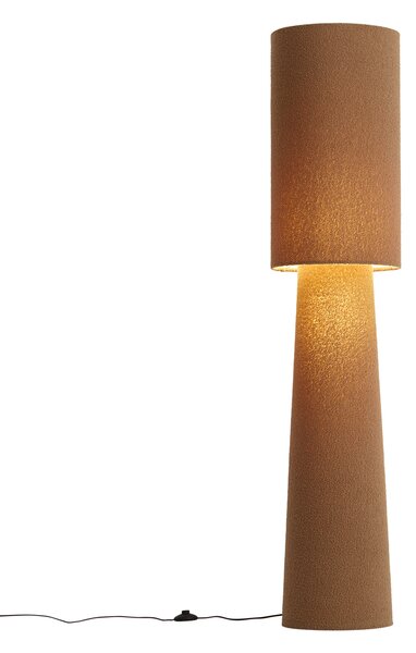 Lampă de podea Japandi maro din material teddy cu 2 lumini - Trompet