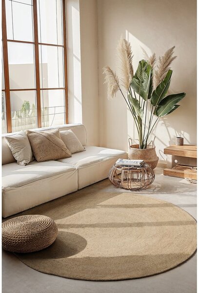 Covor fildeș reversibil rotund din iută ø 140 cm Braided – Hanse Home