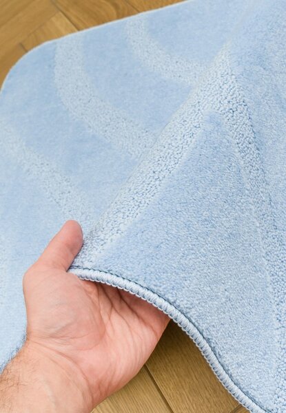 Set 2 Covorase de baie, Antiderapante, Symphony 2522, Baby Blue 50 x 80 / 40 x 50