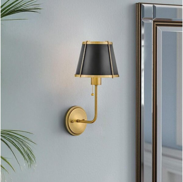 Lampă de perete Hinkley HK-CLARKE1-BR-BK CLARKE 1xE27/40W/230V alamă/negru