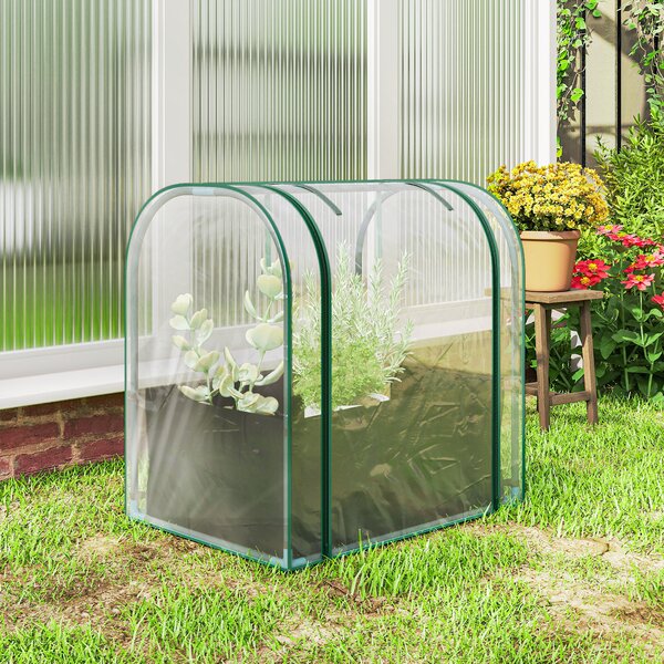 Outsunny Mini Seră de Grădină cu Sac de Plantare, Seră pentru Grădină cu Ușă Rulabilă, Structură din Oțel, Acoperire din Plastic, pentru Legume, Flori, Plante, Verde Închis | Aosom Romania