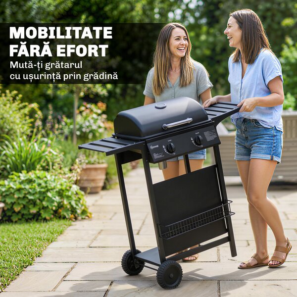 Outsunny Grătar cu plită din fontă | Aosom Romania