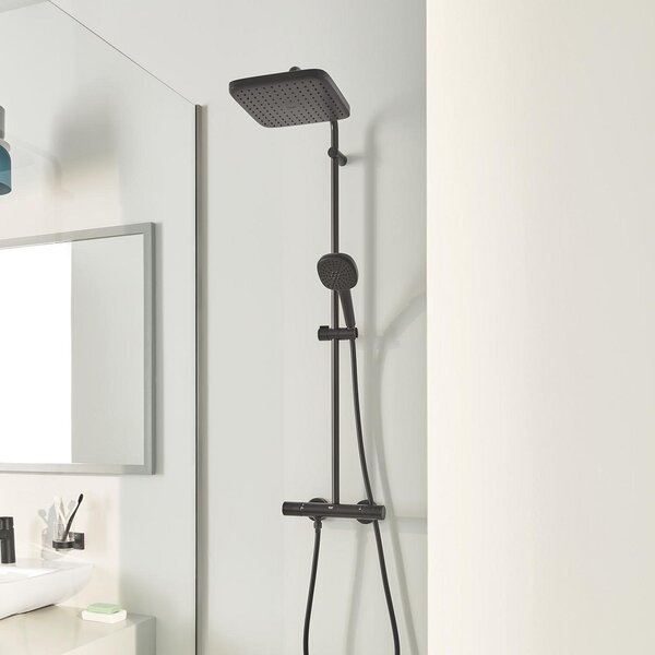 Grohe Vitalio Comfort set de duș perete cu termostat cu duș de ploaie negru 266962431