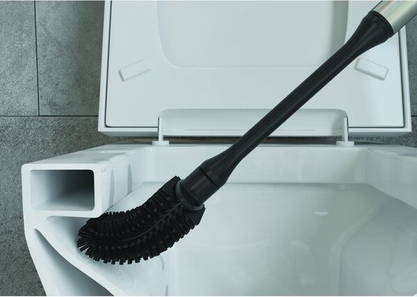 Perie de WC gri închis din oțel inoxidabil Cleany – Metaltex