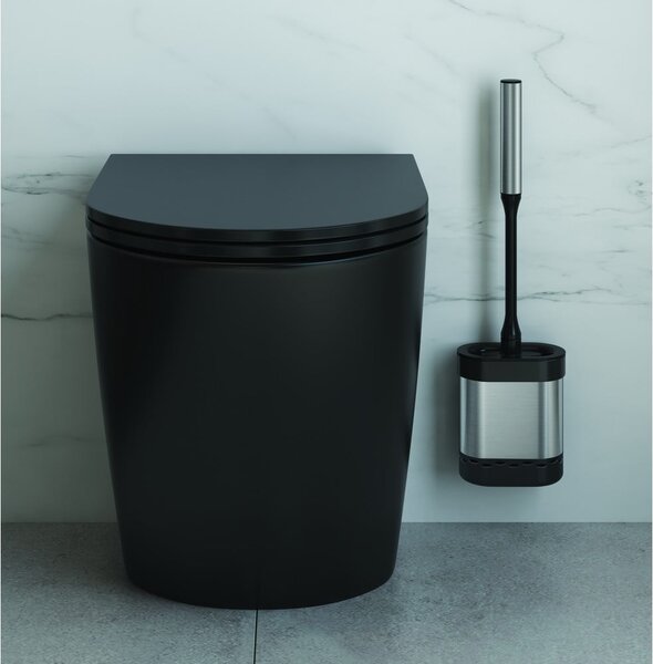 Perie de WC gri închis din oțel inoxidabil Cleany – Metaltex