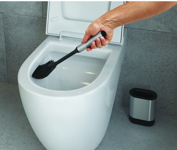 Perie de WC gri închis din oțel inoxidabil Cleany – Metaltex
