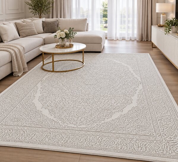 Covor Sufragerie Dormitor, Model Itea 42015 100, Alb 95x200