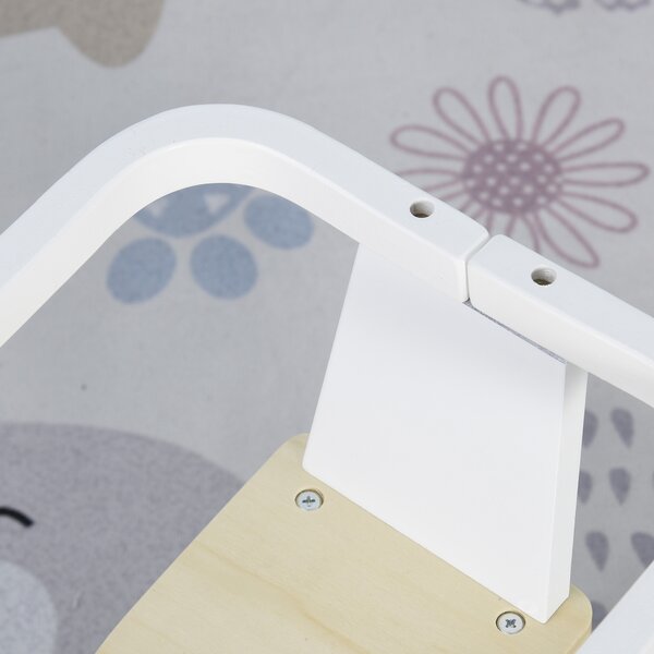 HOMCOM Căluț Balansoar Clasic din Lemn pentru Copii 1-3 Ani, Design Sigur cu Margine și Suport pentru Picioare, 68x26.5x48cm, Alb | Aosom Romania