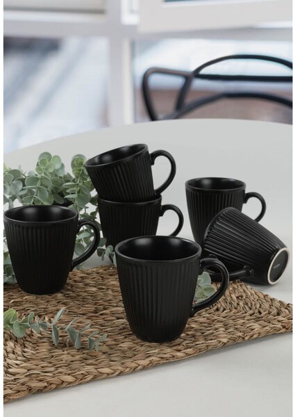 Căni negre 6 buc. din ceramică 0.3 l – Hermia