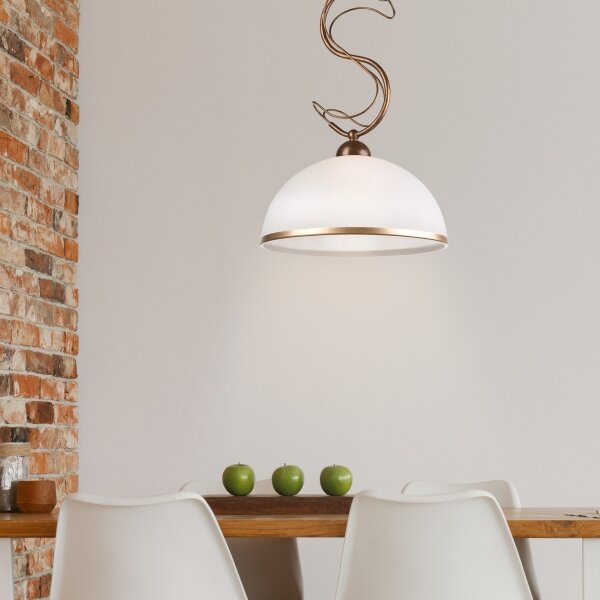 Lampă suspendată pe tijă COBRA 1xE27/60W/230V, diam. 30 cm, bronz/patină