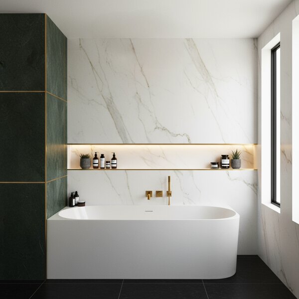 Rea Bellanto Slim, cadă acrilică de colț 1700x790x580 mm, stânga, albă, REA-W0131
