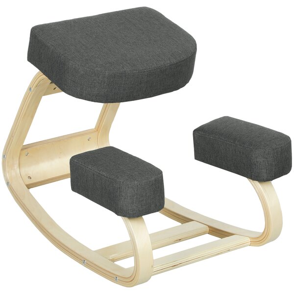 Vinsetto Scaun Ergonomic pentru Genunchi din Mesteacăn și Pernă Gri | Aosom Romania