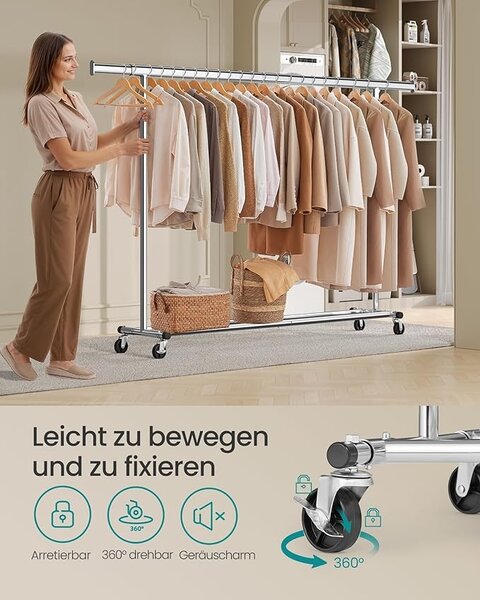 Cuier stander Argintiu Songmics 200x45x161.5 cm