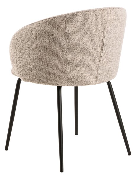 MAZZONI EXPORT CLARA Bej Latte (material Monza 60)/picioare negre - SCAUN MODERN ADÂNC TAPIȚAT PENTRU SALON/LIVING/BIROU LOFT