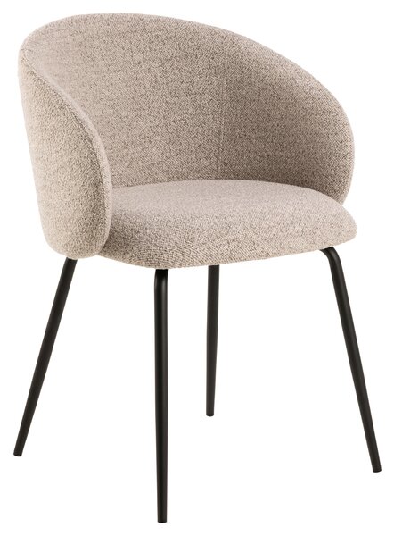 MAZZONI EXPORT CLARA Bej Latte (material Monza 60)/picioare negre - SCAUN MODERN ADÂNC TAPIȚAT PENTRU SALON/LIVING/BIROU LOFT