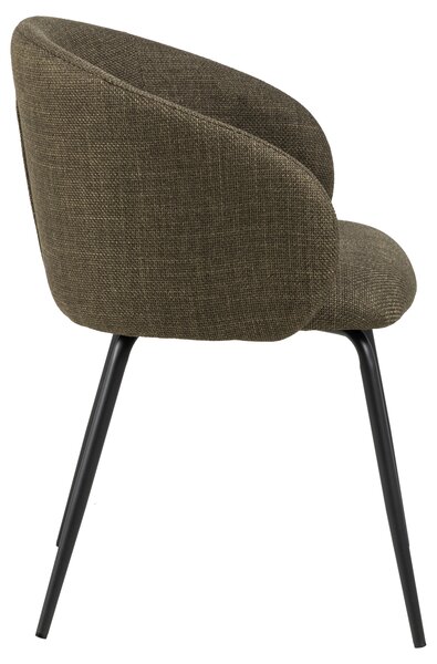 MAZZONI EXPORT CLARA Verde Măsliniu (material Basel 77)/picioare negre - SCAUN MODERN ADÂNC TAPIȚAT PENTRU SALON/LIVING/BIROU LOFT