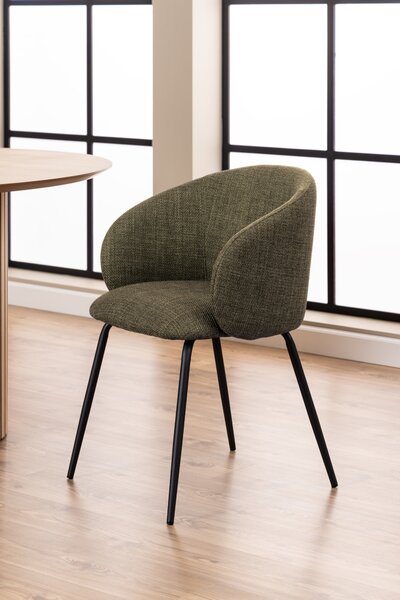 MAZZONI EXPORT CLARA Verde Măsliniu (material Basel 77)/picioare negre - SCAUN MODERN ADÂNC TAPIȚAT PENTRU SALON/LIVING/BIROU LOFT