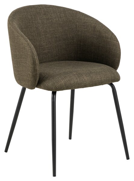 MAZZONI EXPORT CLARA Verde Măsliniu (material Basel 77)/picioare negre - SCAUN MODERN ADÂNC TAPIȚAT PENTRU SALON/LIVING/BIROU LOFT