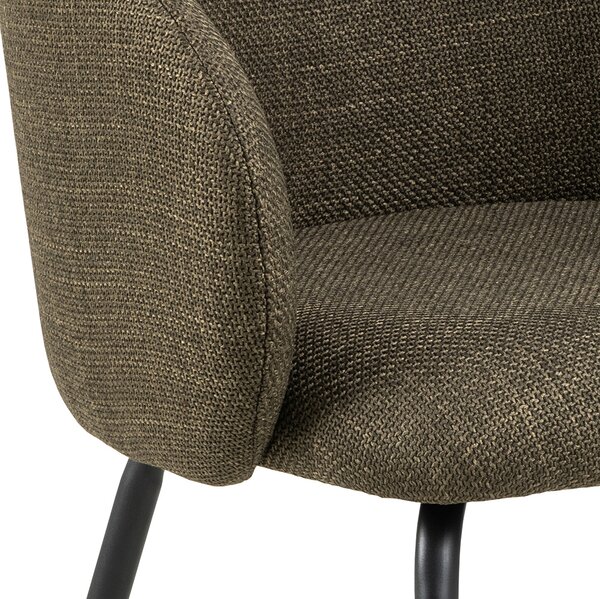 MAZZONI EXPORT CLARA Verde Măsliniu (material Basel 77)/picioare negre - SCAUN MODERN ADÂNC TAPIȚAT PENTRU SALON/LIVING/BIROU LOFT