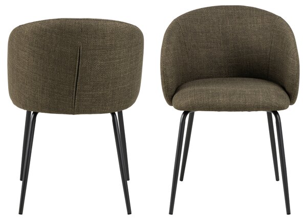 MAZZONI EXPORT CLARA Verde Măsliniu (material Basel 77)/picioare negre - SCAUN MODERN ADÂNC TAPIȚAT PENTRU SALON/LIVING/BIROU LOFT