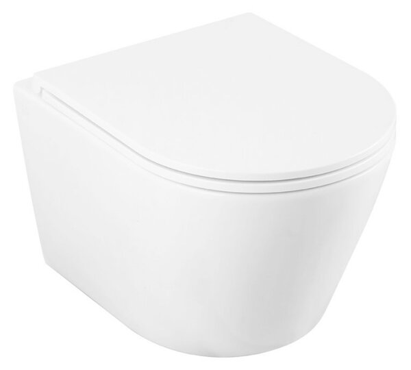 Erga Vento, vas WC suspendat 490x365x365mm, Tornado 2 + capac WC cu închidere lentă, alb, ERG-V03-VENTO-TO2-WH