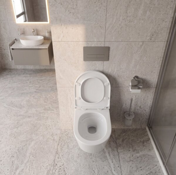 Erga Vento, vas WC suspendat 490x365x365mm, Tornado 2 + capac WC cu închidere lentă, alb, ERG-V03-VENTO-TO2-WH