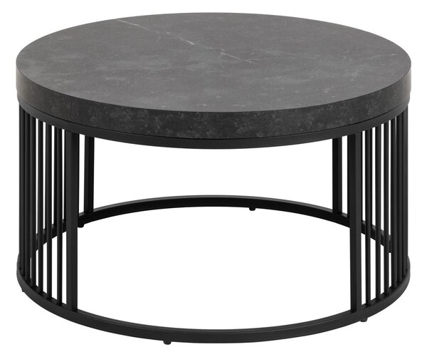 Măsuță de cafea neagră rotundă cu blat cu aspect de marmură ø 65 cm Strington – Actona