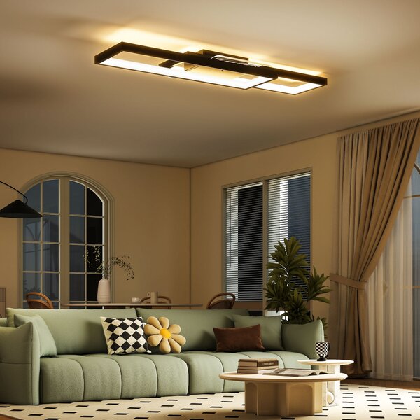 HOMCOM Plafonieră LED Reglabilă cu Telecomandă și Întrerupător, Temperatura Culoare 3000-6000K, Lampă de Design pentru Living și Sufragerie, 70x30 cm, Negru | Aosom Romania