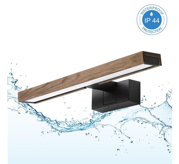 Brilagi - LED iluminare oglindă pentru baie 3în1 WOODY MIRROR LED/8W/230V IP44 negru/stejar-nuc