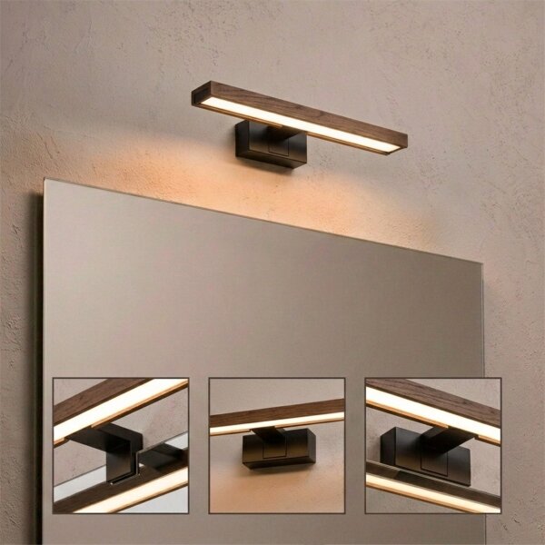 Brilagi - LED iluminare oglindă pentru baie 3în1 WOODY MIRROR LED/8W/230V IP44 negru/stejar-nuc