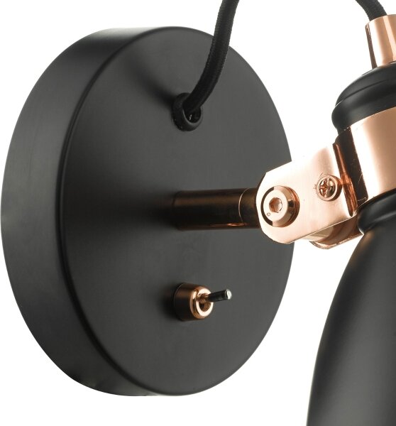 Där Lighting FRE0722 - Aplică de perete tip spot FREDERICK 1xE14/40W/230V neagră